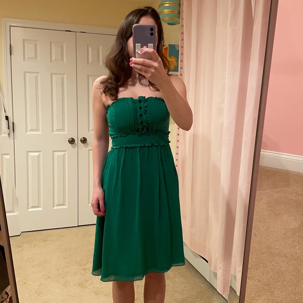 Strapless green dress